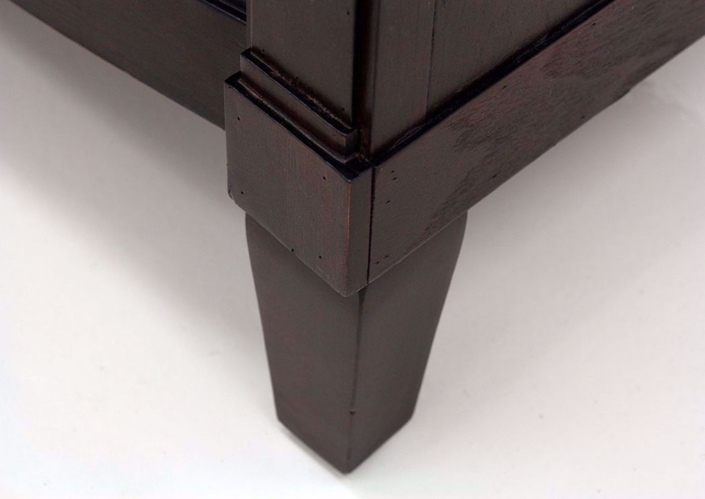 Brown Mallory Nightstand by Standard Showing the Foot Detail | Home Furniture Plus Mattress