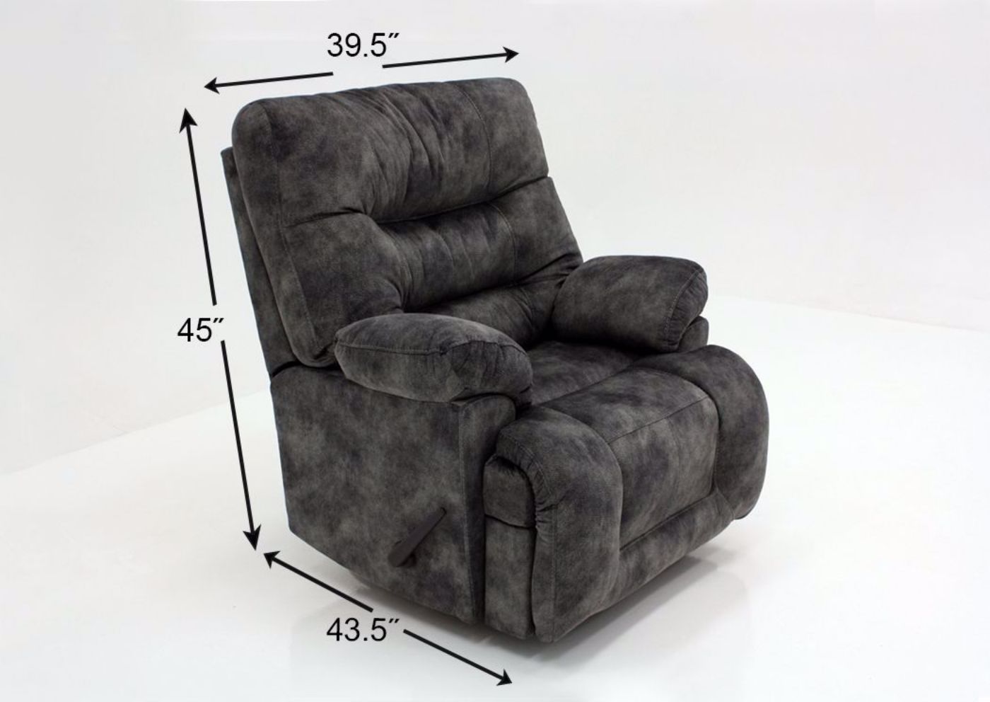 Gray Boss Rocker Recliner by Franklin Showing the Dimensions | Home Furniture Plus Mattress