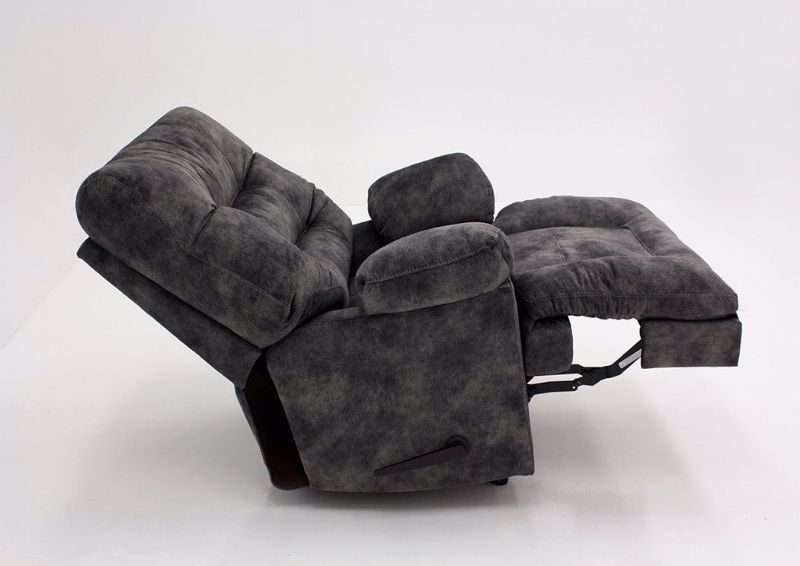 Gray Boss Rocker Recliner by Franklin Showing the Side View Fully Reclined | Home Furniture Plus Mattress