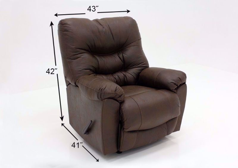 Dark Brown Marshall Rocker Recliner by Franklin Showing the Dimensions | Home Furniture Plus Mattress