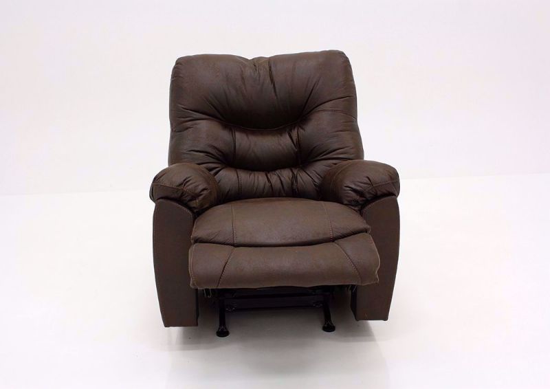 Dark Brown Marshall Rocker Recliner by Franklin Facing Front With the Chaise Open | Home Furniture Plus Mattress
