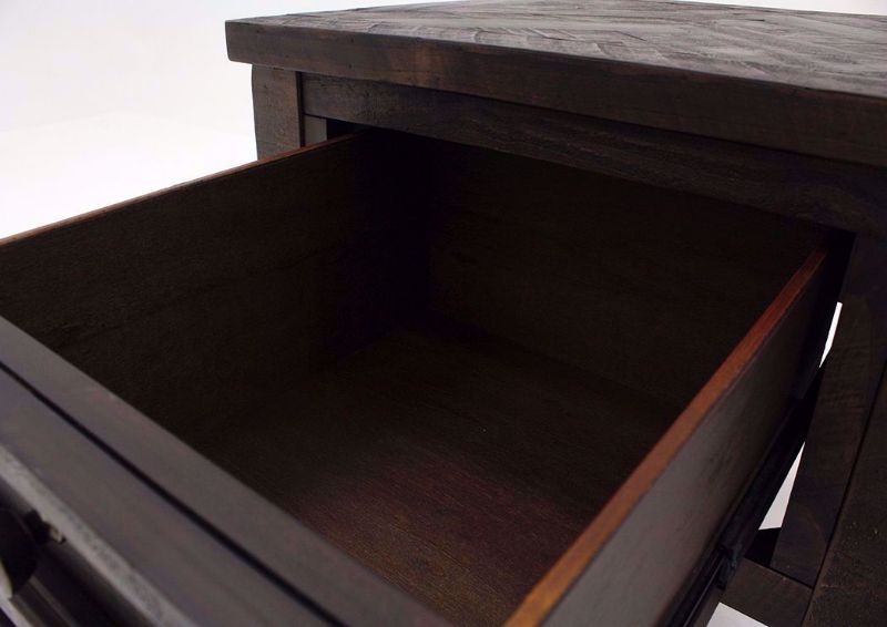 Brown Hillcott End Table by Ashley Showing the Drawer Interior | Home Furniture Plus Mattress