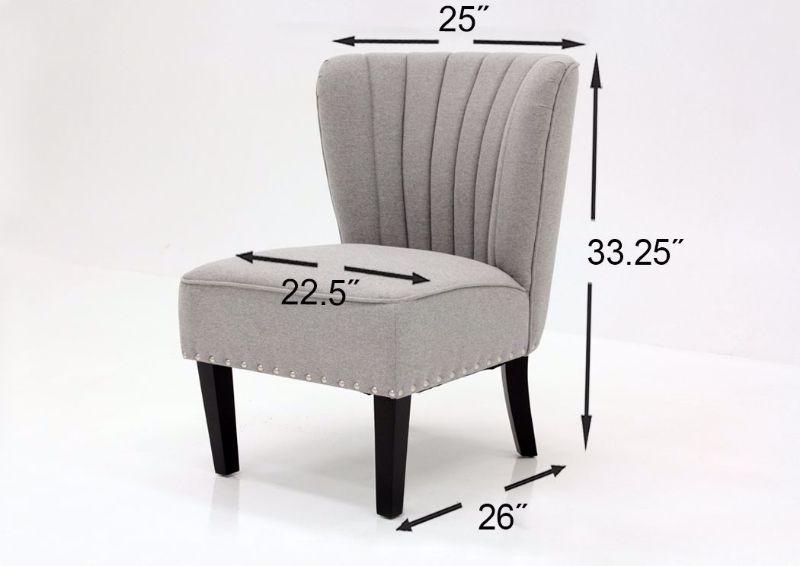 Light Gray Emporium Accent Chair by Standard Showing the Dimensions | Home Furniture Plus Mattress