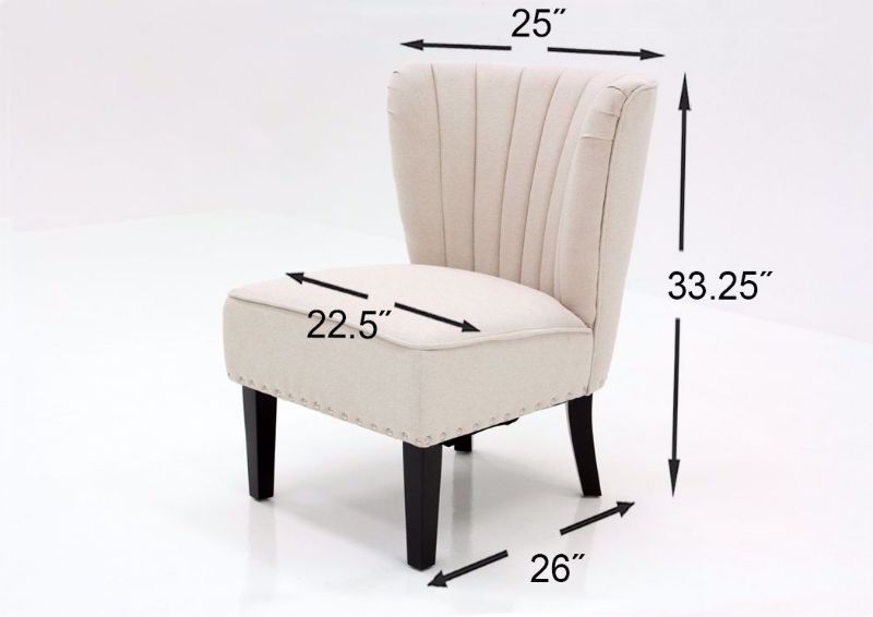 Off White Emporium Chair by Standard Showing the Dimensions | Home Furniture Plus Mattress