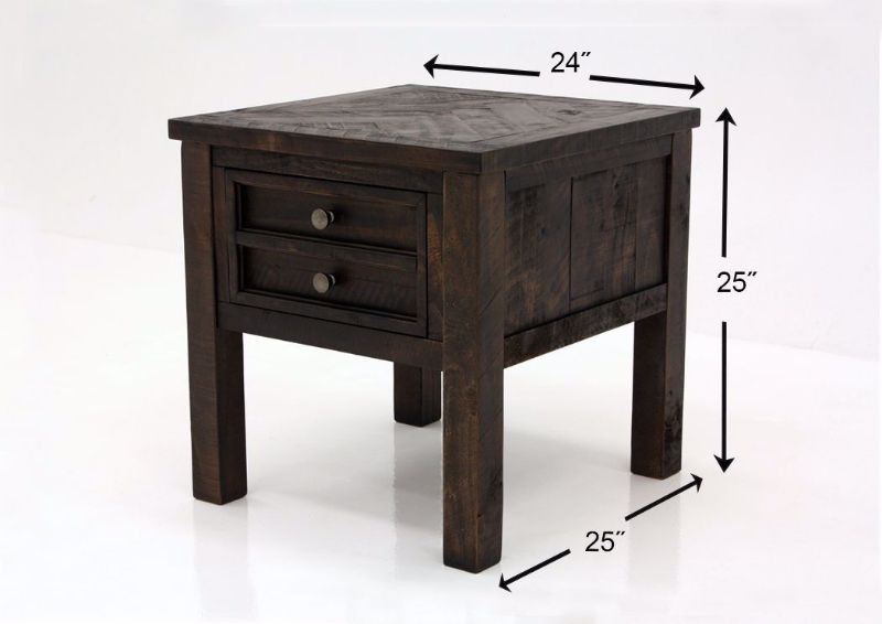 Brown Hillcott End Table by Ashley Showing the Dimensions | Home Furniture Plus Mattress