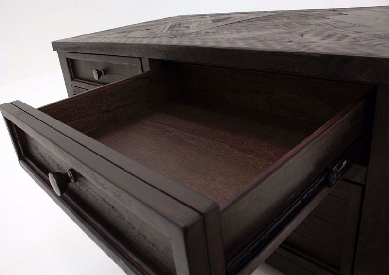 Brown Hillcott Storage Coffee Table by Ashley Showing the Top the Drawer Interior | Home Furniture Plus Mattress
