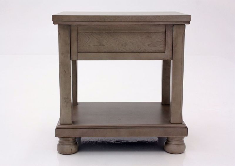 Burnished Gray Lettner End Table by Ashley Furniture Showing the Side View | Home Furniture Plus Mattress