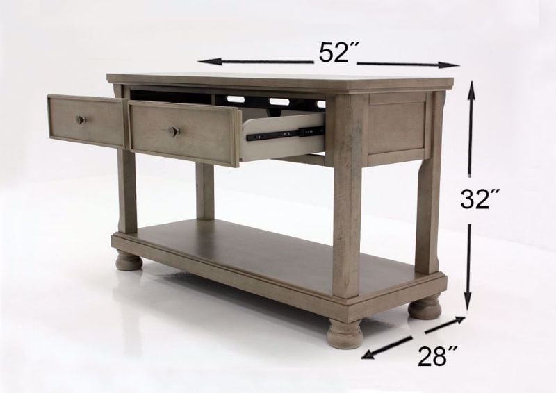 Gray Lettner Sofa Table by Ashley Furniture Showing the Dimensions | Home Furniture Plus Mattress