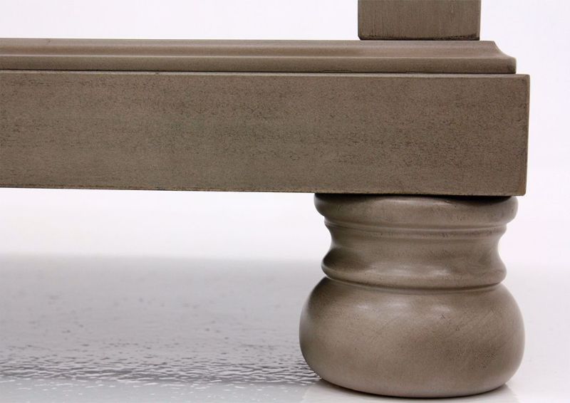 Gray Lettner Sofa Table by Ashley Furniture Showing the Turned Bun Style Foot Detail | Home Furniture Plus Mattress
