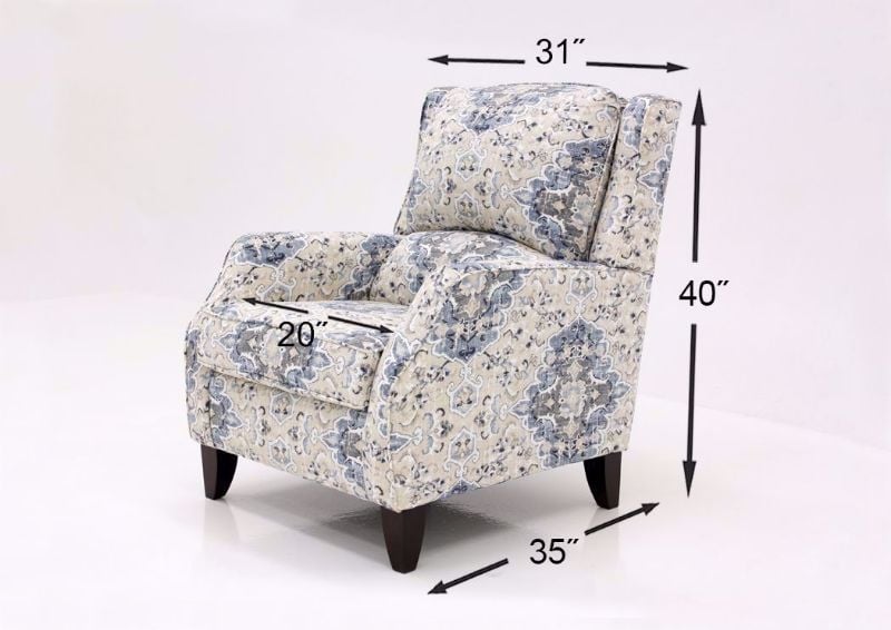 Blue-Multi Patterned Sabra Bluebell Accent Chair by Chairs America Showing the Dimensions | Home Furniture Plus Mattress