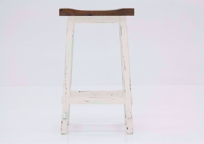 White with Brown Hayes 30 Inch Bar Stool by Rustic Imports Facing Front | Home Furniture Plus Mattress