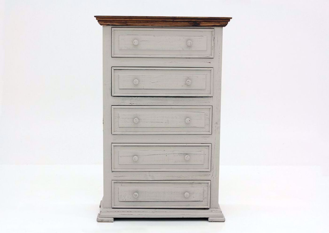Gray with Brown Lafitte Chest of Drawers by Texas Rustic Facing Front | Home Furniture Plus Mattress