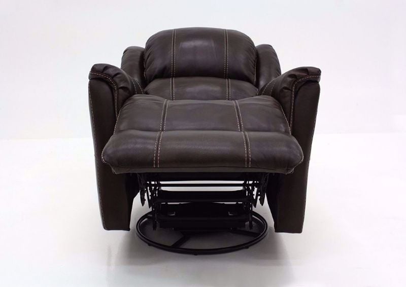 Chocolate Brown Mercury Swivel Glider Recliner by Homestretch Facing Front in a Fully Reclined Position | Home Furniture Plus Mattress