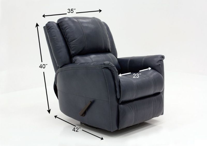 Navy Blue Mercury Swivel Glider Recliner by Homestretch Showing the Dimensions | Home Furniture Plus Mattress