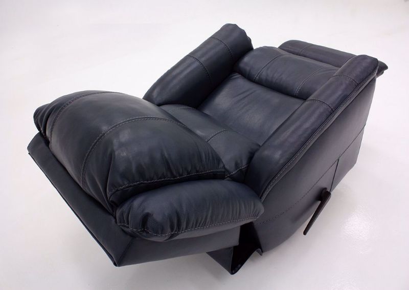 Navy Blue Mercury Swivel Glider Recliner by Homestretch Showing From the Back in a Fully Reclined Position | Home Furniture Plus Mattress