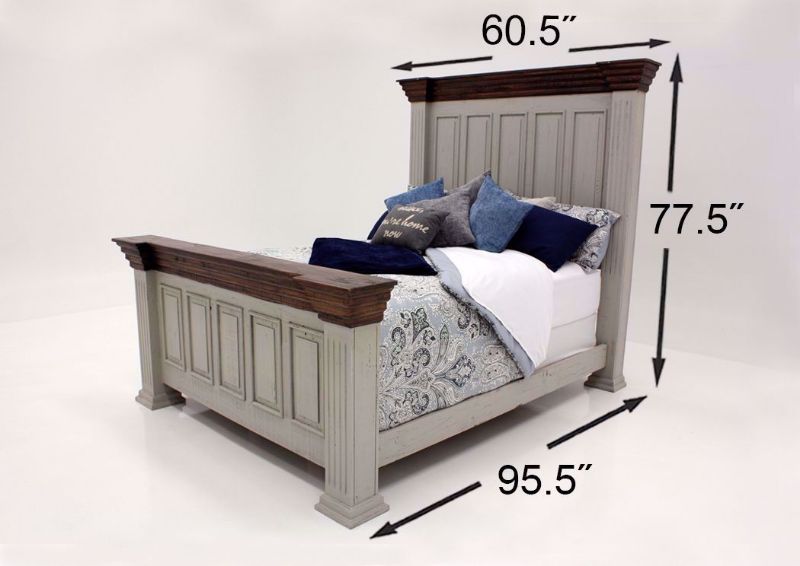 Gray and Brown Lafitte Queen Size Panel Bed by Texas Rustic Showing the Dimensions | Home Furniture Plus Mattress