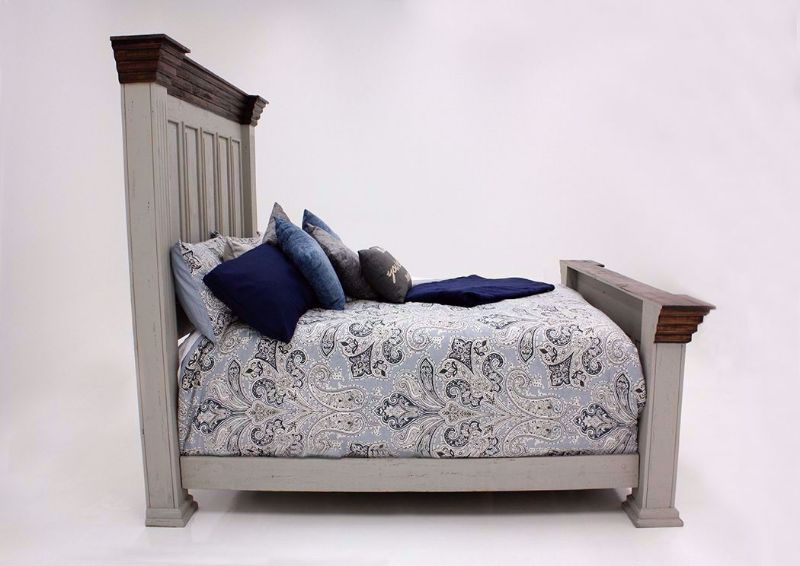 Gray and Brown Lafitte Queen Size Panel Bed by Texas Rustic Showing the Side View | Home Furniture Plus Mattress