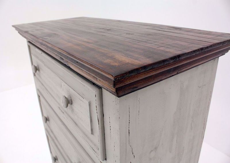 Gray with Brown Lafitte Chest of Drawers by Texas Rustic Showing the Brown Top Detail | Home Furniture Plus Mattress