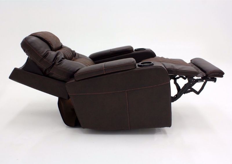 Brown Composer POWER Recliner by Ashley Furniture Showing the Side View in a Fully Reclined Position | Home Furniture Plus Mattress