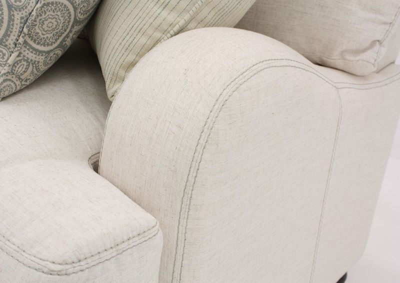 Off White Brinton Sofa by Franklin Furniture Showing the Arm Detail, Made in the USA | Home Furniture Plus Bedding
