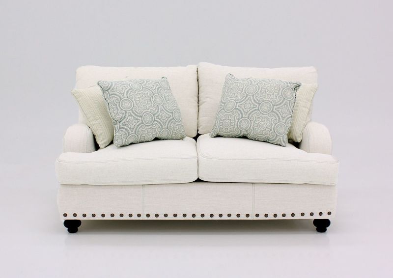 Off White Brinton Loveseat by Franklin Furniture Showing the Front View, Made in the USA | Home Furniture Plus Bedding