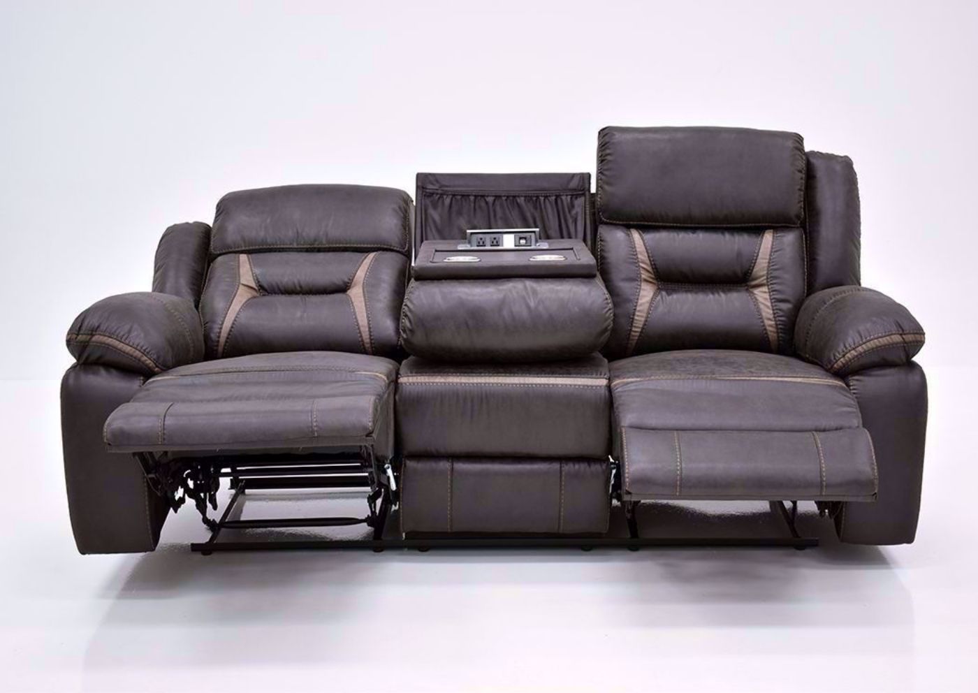 Chocolate Brown Acropolis Reclining Sofa by Standard Facing Front in a Fully Reclined Position | Home Furniture Plus Bedding