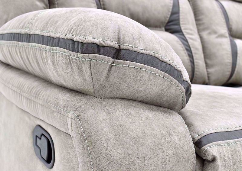 Taupe Acropolis Reclining Sofa by Standard Showing the Pillow Arm Detail | Home Furniture Plus Bedding