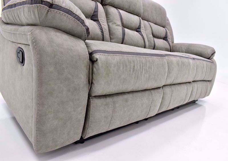 Tan Acropolis Reclining Sofa by Standard Showing the Chaise in a Closed Position Detail | Home Furniture Plus Bedding