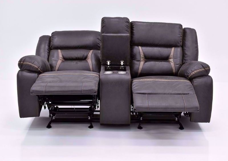 Chocolate Brown Acropolis Reclining Loveseat by Standard Facing Front in a Fully Reclined Position | Home Furniture Plus Bedding