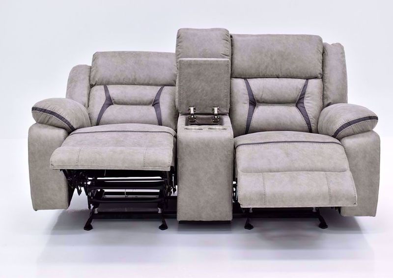 Taupe Acropolis Reclining Loveseat by Standard Facing Front in a Fully Reclined Position | Home Furniture Plus Bedding