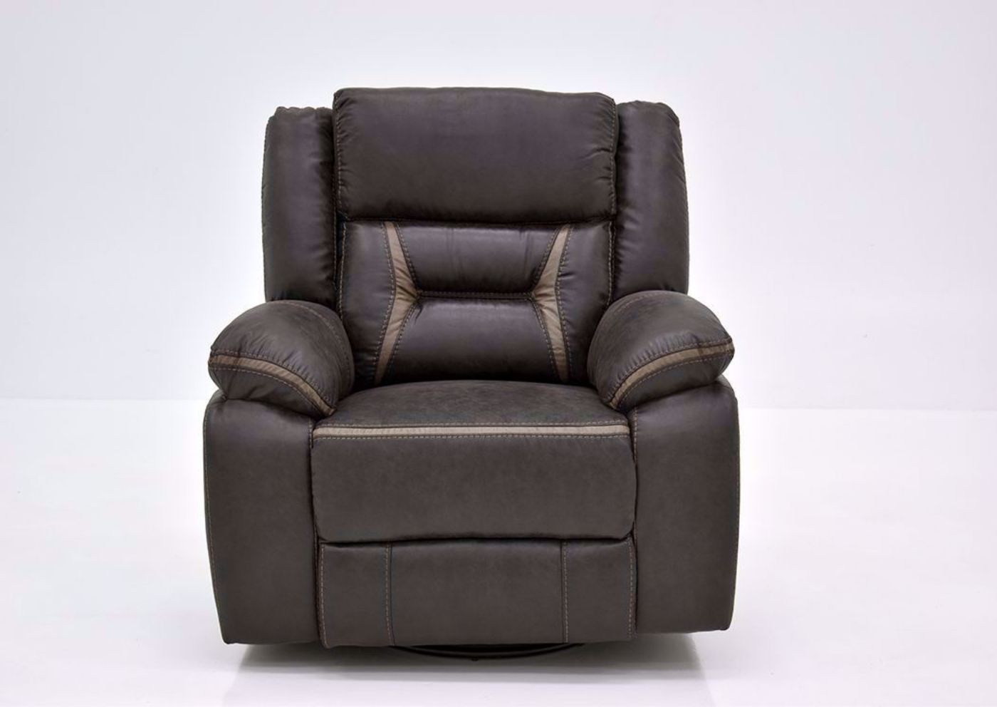 Chocolate Brown Acropolis Swivel Glider Recliner by Standard Facing Front | Home Furniture Plus Mattress