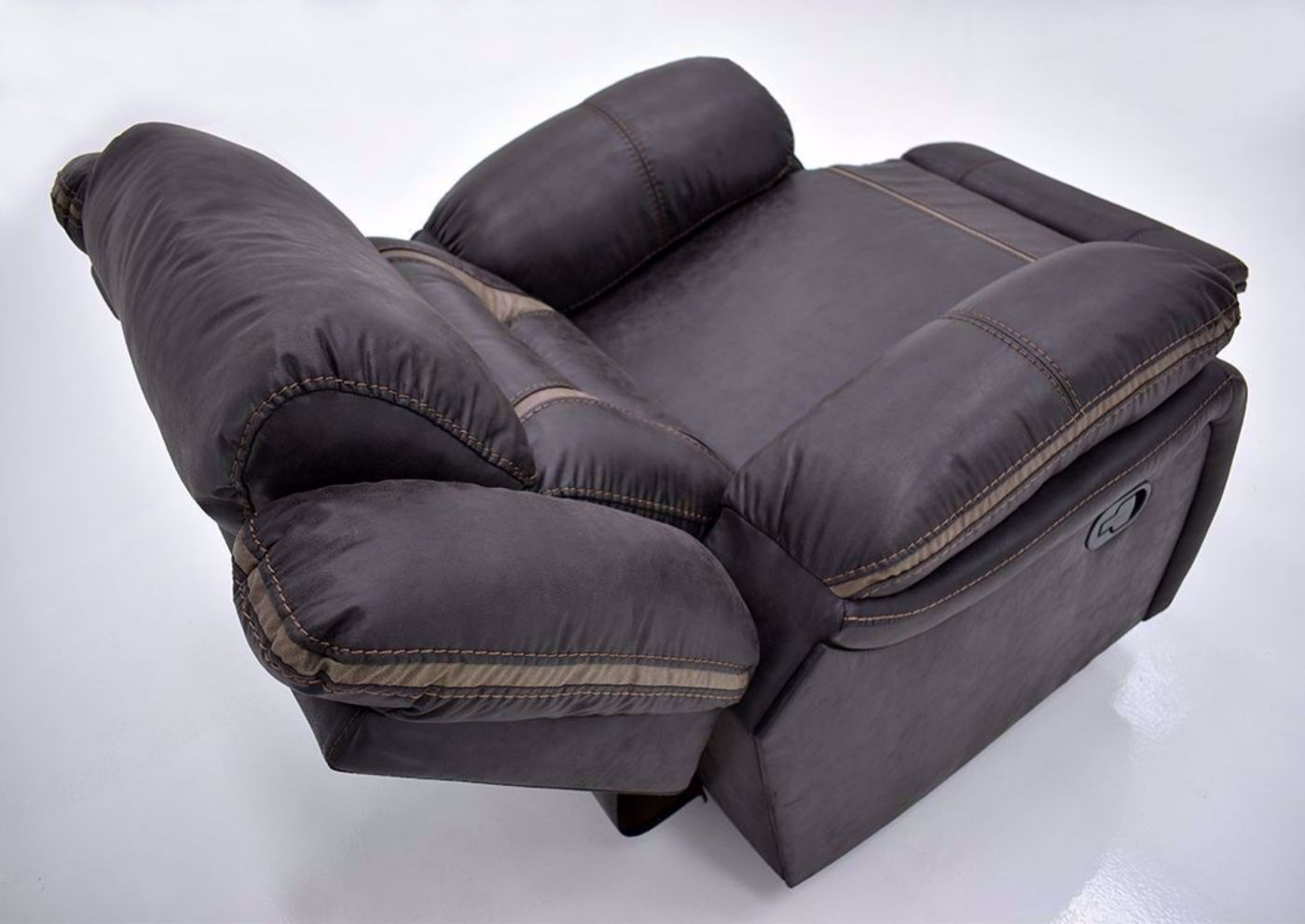 Chocolate Brown Acropolis Swivel Glider Recliner by Standard Showing the View From the Top Back in a Fully Reclined Position | Home Furniture Plus Mattress