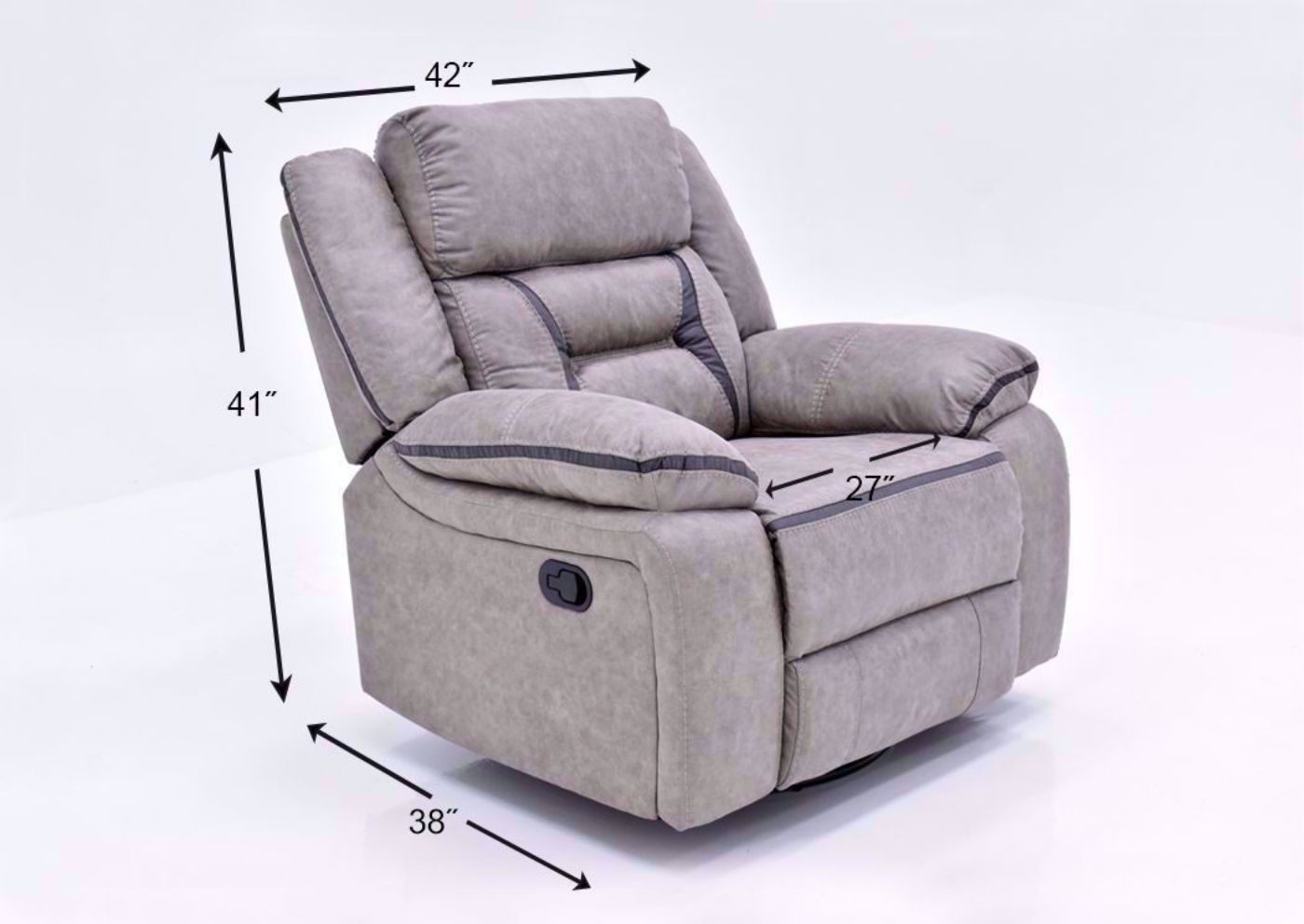Taupe Acropolis Sofa Set by Standard Showing the Glider Recliner Dimensions | Home Furniture Plus Bedding