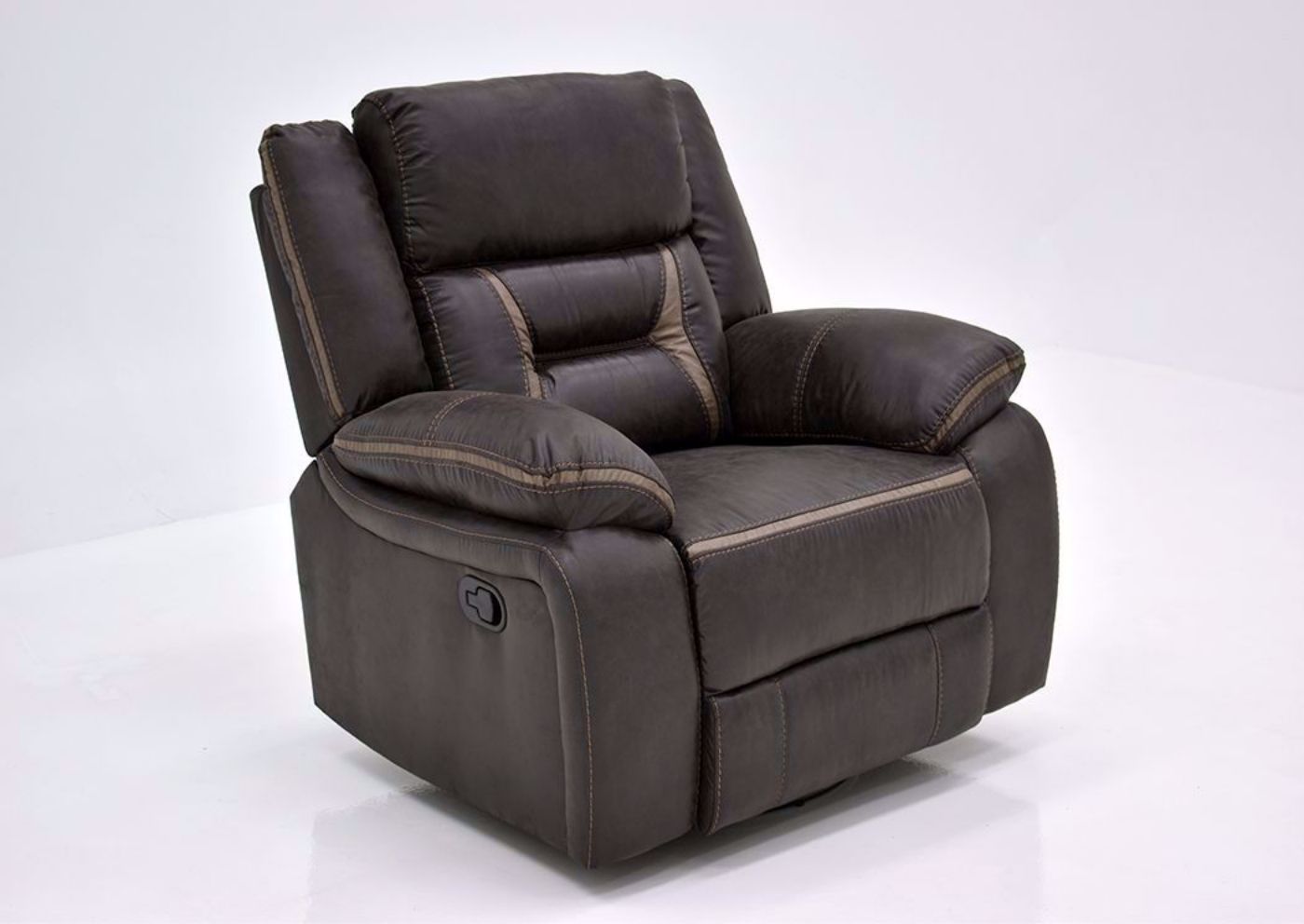 Chocolate Brown Acropolis Swivel Glider Recliner by Standard at an Angle | Home Furniture Plus Mattress