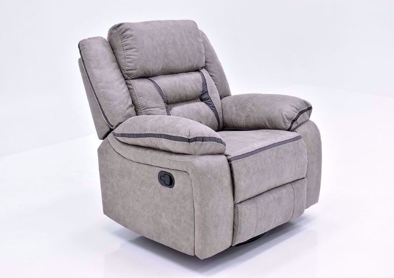 Taupe Acropolis Swivel Glider Recliner by Standard at an Angle | Home Furniture Plus Mattress