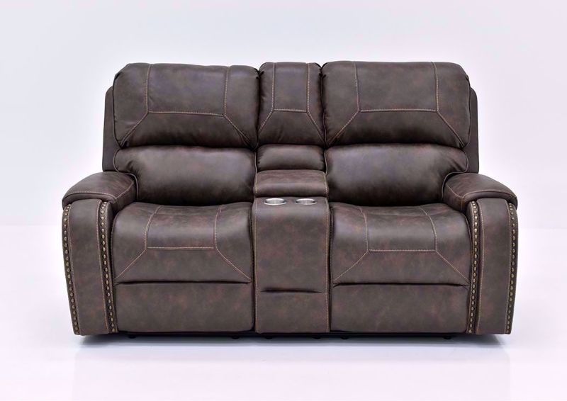 Saddle Brown Clayton Reclining Loveseat by Standard Facing Front | Home Furniture Plus Bedding