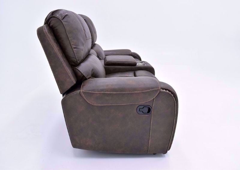 Saddle Brown Clayton Reclining Loveseat by Standard Showing the Side View | Home Furniture Plus Bedding