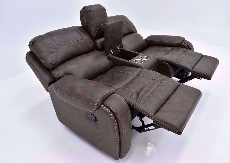 Saddle Brown Clayton Reclining Loveseat by Standard at an Angle Fully Reclined | Home Furniture Plus Bedding
