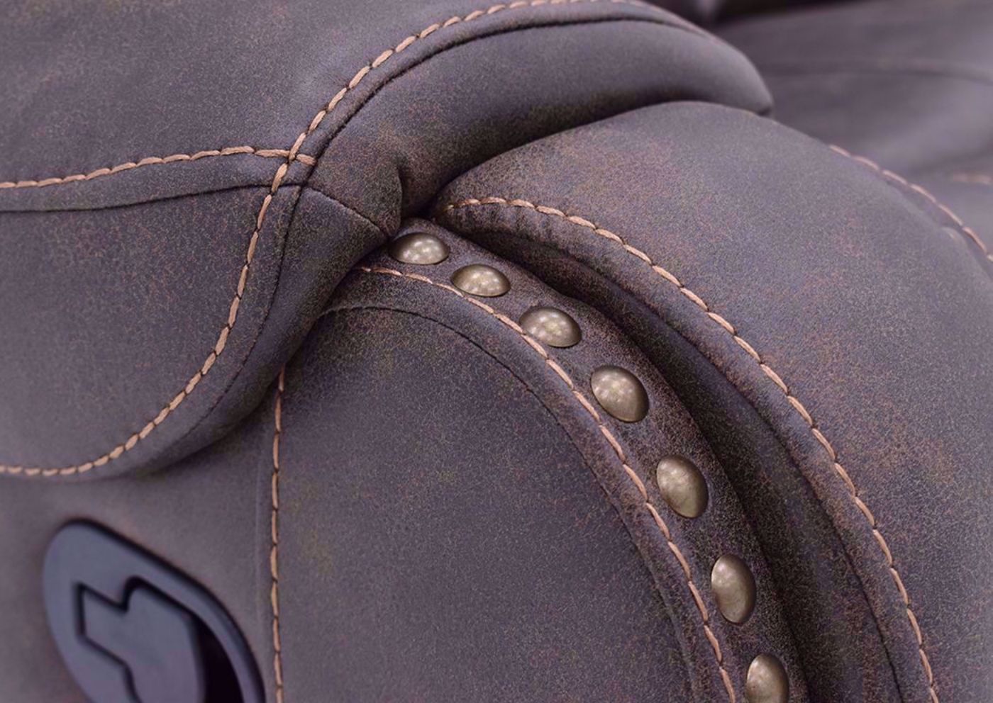 Saddle Brown Clayton Reclining Loveseat by Standard Showing the Upholstery Detail | Home Furniture Plus Bedding