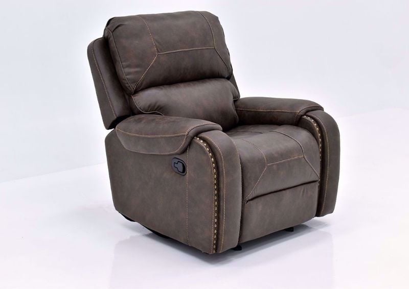 Saddle Brown Clayton Glider Swivel Recliner by Standard at an Angle | Home Furniture Plus Mattress