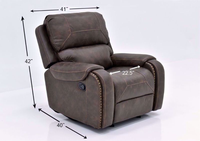 Saddle Brown Clayton Glider Swivel Recliner by Standard Showing the Dimensions | Home Furniture Plus Mattress