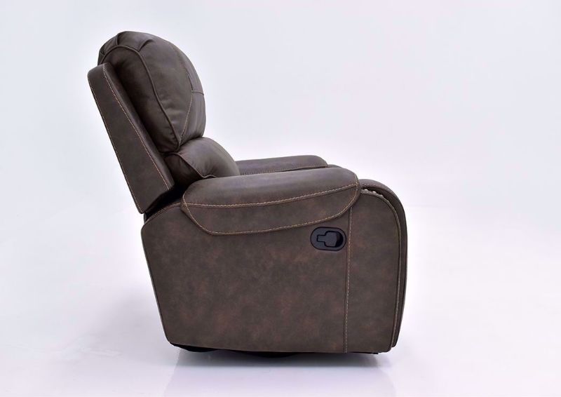 Saddle Brown Clayton Glider Swivel Recliner by Standard Showing the Side View | Home Furniture Plus Mattress