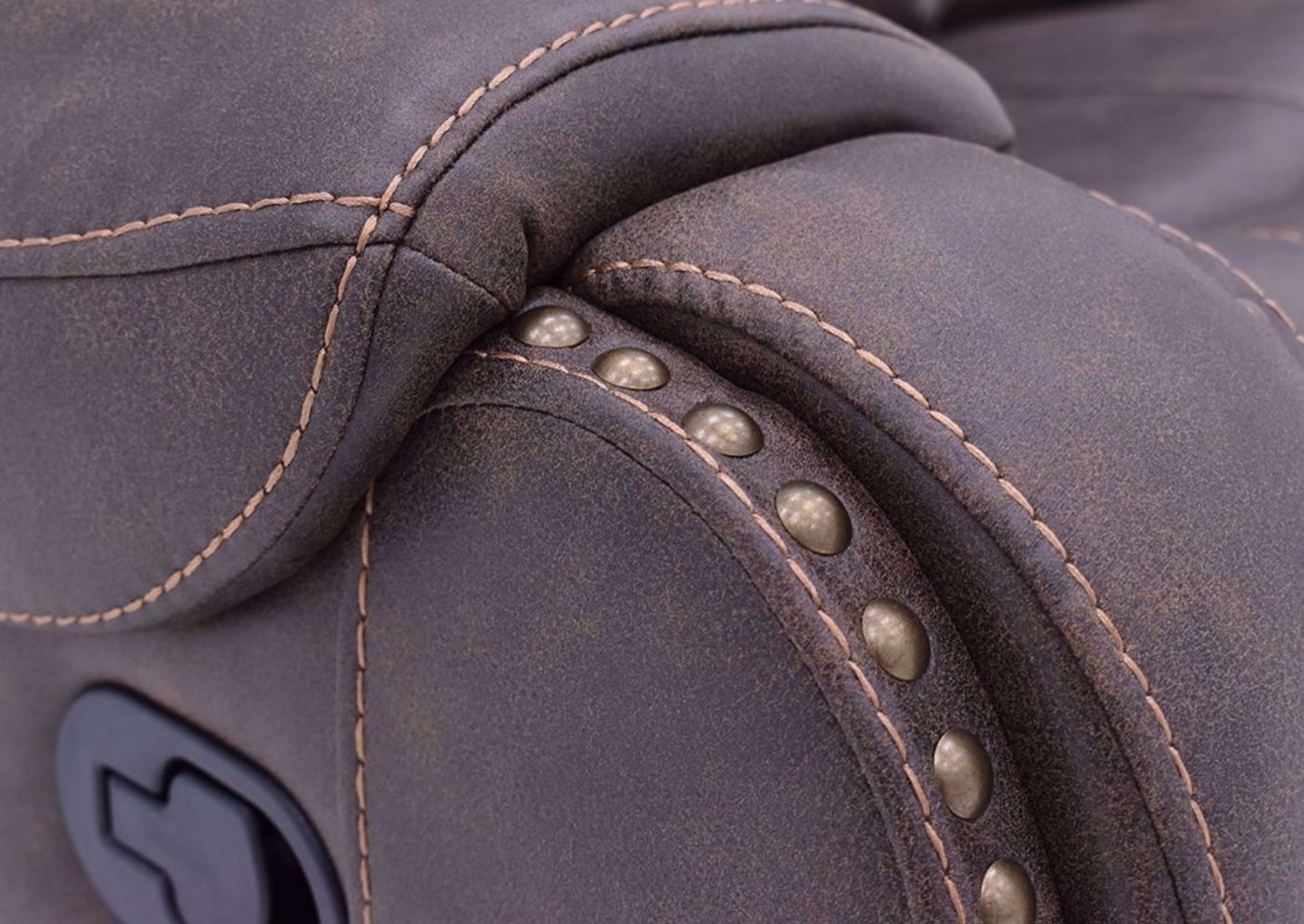 Saddle Brown Clayton Glider Swivel Recliner by Standard Showing the Upholstery Detail | Home Furniture Plus Mattress
