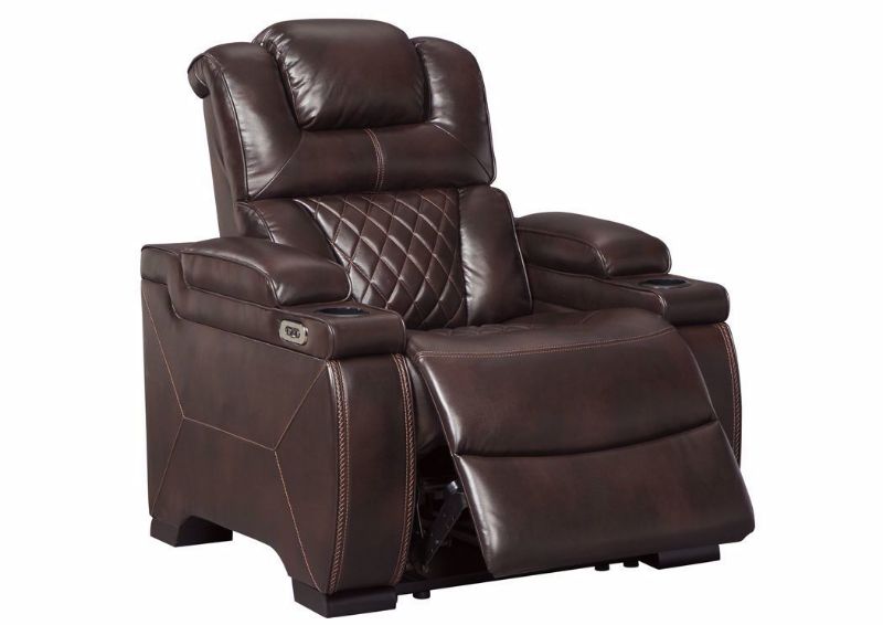 Brown Warnerton POWER Recliner by Ashley Furniture with Recliner Slightly Opened | Home Furniture Plus Bedding