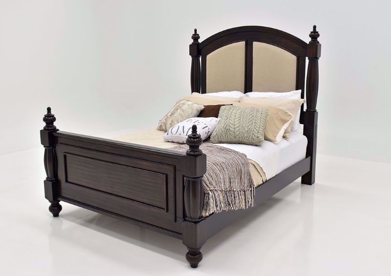 Dark Cherry Brown Harrison King Bed By Austin Showing Bed at an Angle | Home Furniture Plus Mattress