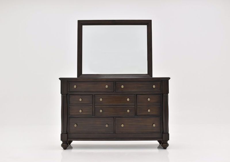 Dark Cherry Brown Harrison Dresser with Mirror by Austin Facing Front | Home Furniture Plus Mattress