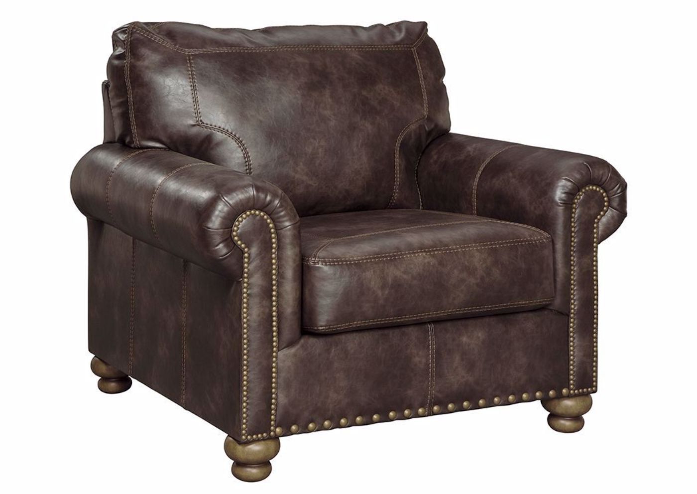 Front Facing Nicorvo Chair by Ashley Covered in Brown Upholstery with Accent Pillows | Home Furniture Plus Bedding