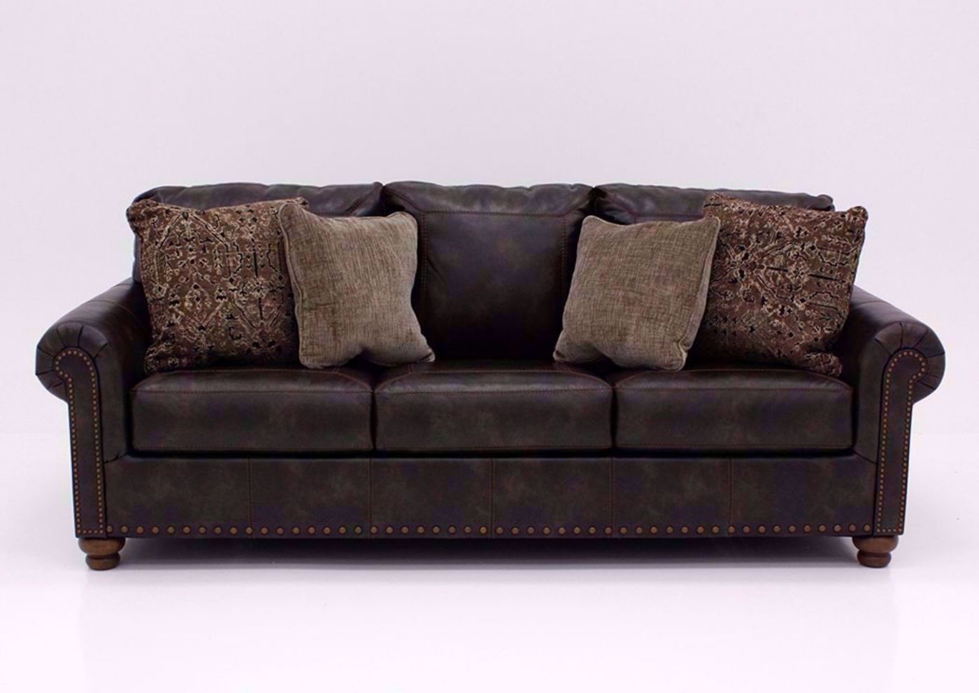 Front Facing Nicorvo Sofa by Ashley Furniture with Accent Pillows | Home Furniture Plus Bedding