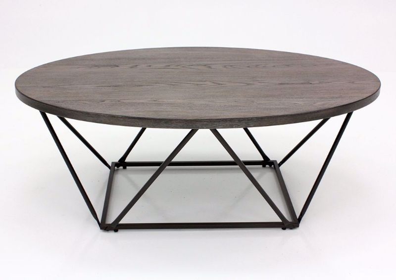 Neimhurst Coffee Table by Ashley with Elm Veneer Top and Metallic Truss Base | Home Furniture Plus Bedding