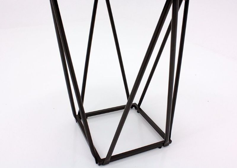 Close Up of Metallic Truss Designed Base on the Neimhurst End Table by Ashley | Home Furniture Plus Bedding
